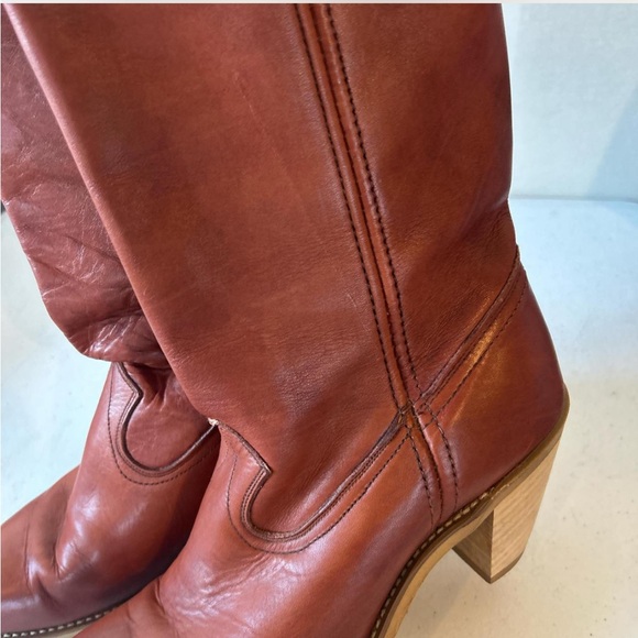 Women's Western Leather Boots - Brown - Picture 3 of 8
